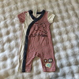 Naartije Baby NWT 0-3 Months Newborn Preemie 0-7 Lbs Elephant Romper Red Lion